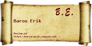 Baros Erik névjegykártya